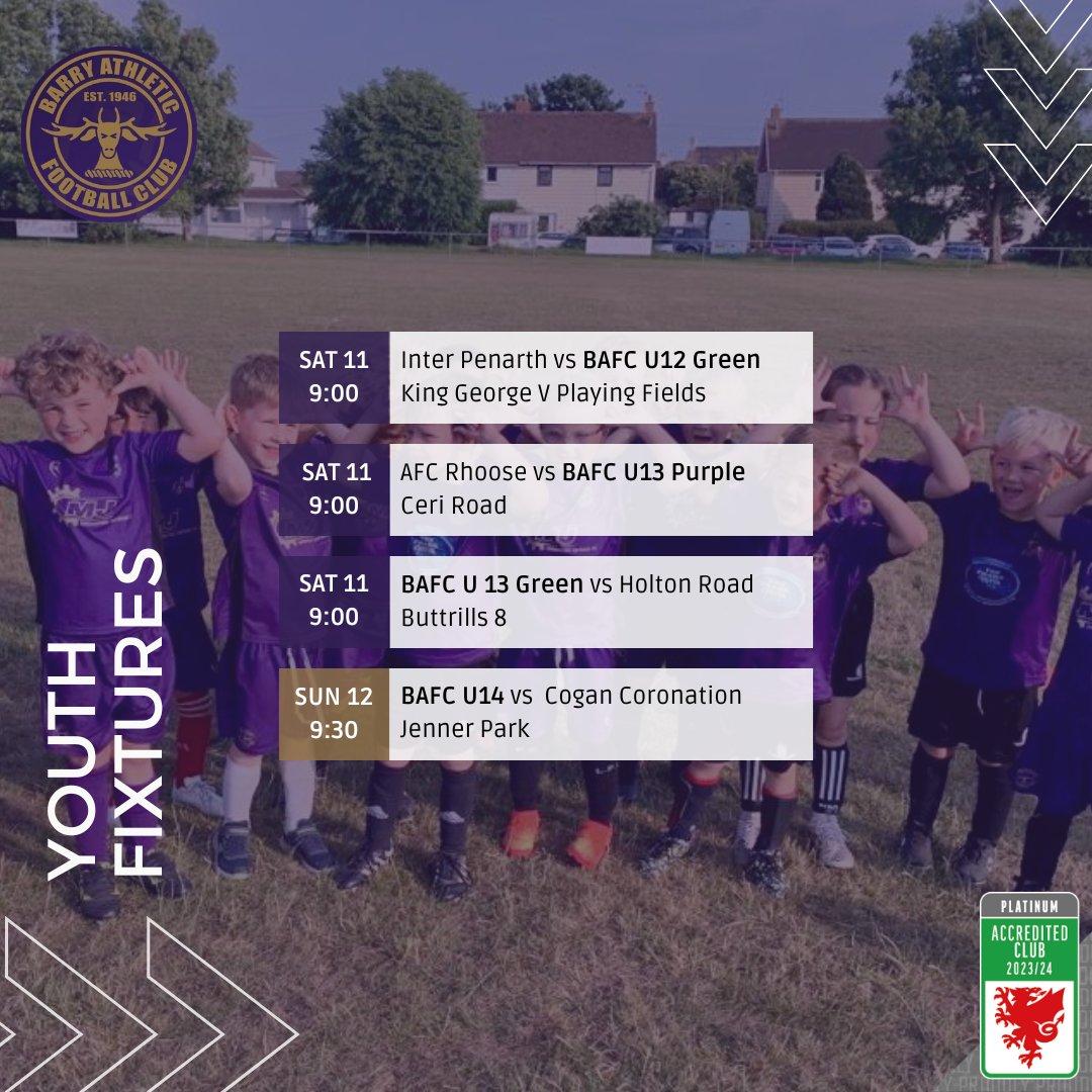 Here is the weekend line up for our youth teams, including a cup final on Sunday for our u14s! Get down and support our boys and girls if you can!

#BAFC #UpTheStags #LanYStags 🦌