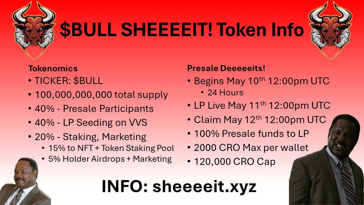 erickhoosg's tweet photo. Introducing @CronosBullFi $BULL upcoming launch. Join their discord to find out more โ
โ
Don't miss out ๐ LFG ๐ฅ
$BULL #meme #cronos #sheeeeit #crofam #fftb #bornbrave
@Jersae91 @WhatIsBrewing_ @disn0tkim https://t.co/dnelxVQabc