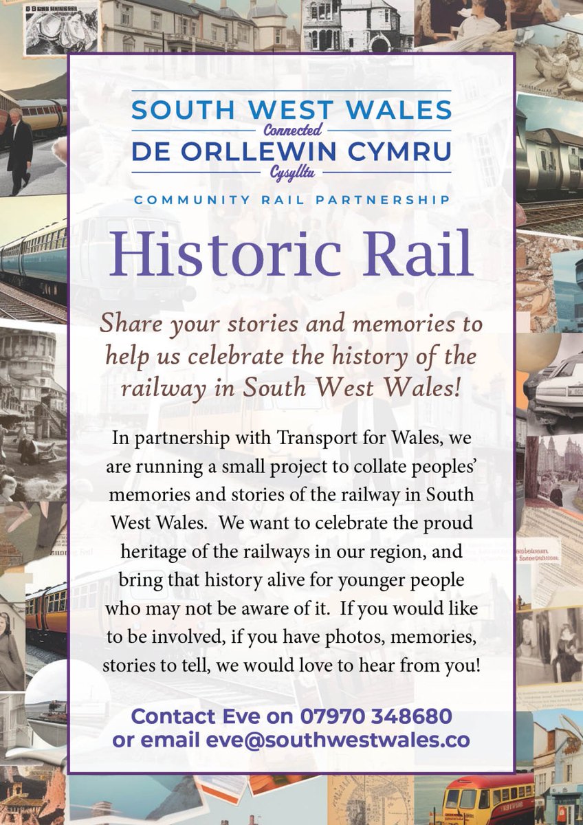Llanelli Railway Goods Shed Trust (@llanellirgst) on Twitter photo 🚂Dewch i ymuno â ni ar gyfer Digwyddiad Rheilffyrdd Hanesyddol ddydd Gwener nesaf 17eg Mai, 11-1.
Cysylltwch ag Eve Sherratt, Swyddog Cymunedol Cwmni De Orllewin Cymru am ragor o wybodaeth am:
📞 07970348680
🖥️ eve@southwestwales.co
<a href="/SWWConnected/">South West Wales Connected</a> 🚂Dewch i ymuno â ni ar gyfer Digwyddiad Rheilffyrdd Hanesyddol ddydd Gwener nesaf 17eg Mai, 11-1.
Cysylltwch ag Eve Sherratt, Swyddog Cymunedol Cwmni De Orllewin Cymru am ragor o wybodaeth am:
📞 07970348680
🖥️ eve@southwestwales.co
<a href="/SWWConnected/">South West Wales Connected</a>