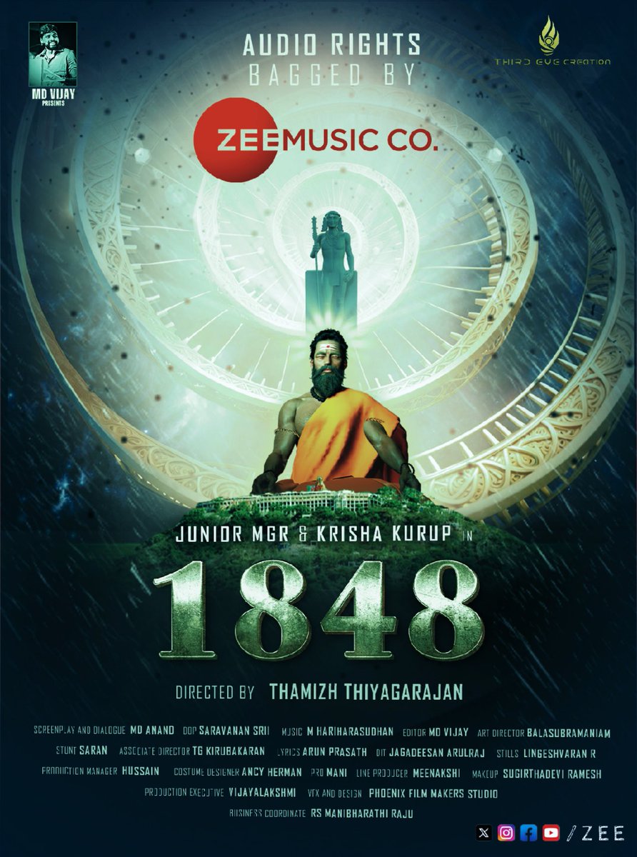 JUNIOR MGR RAMACHANDRAN (@juniormgractor) on Twitter photo Here is our new movie first look poster and thanks to <a href="/ZeeMusicCompany/">Zee Music Company</a> to buy this film
<a href="/ThamizhThiyagar/">Thamizh Thiyagarajan</a> <a href="/DirectorMDanand/">MD Anand</a> <a href="/saravanansrii/">Saravanan Srii</a>
<a href="/itsmdvijay/">MD Vijay</a> <a href="/ancy_herman/">Ancy Herman</a>
<a href="/JuniorMGRactor/">JUNIOR MGR RAMACHANDRAN</a> <a href="/KurupKrisha/">Krisha Kurup</a>
#1848tamilmovie Here is our new movie first look poster and thanks to <a href="/ZeeMusicCompany/">Zee Music Company</a> to buy this film
<a href="/ThamizhThiyagar/">Thamizh Thiyagarajan</a> <a href="/DirectorMDanand/">MD Anand</a> <a href="/saravanansrii/">Saravanan Srii</a>
<a href="/itsmdvijay/">MD Vijay</a> <a href="/ancy_herman/">Ancy Herman</a>
<a href="/JuniorMGRactor/">JUNIOR MGR RAMACHANDRAN</a> <a href="/KurupKrisha/">Krisha Kurup</a>
#1848tamilmovie