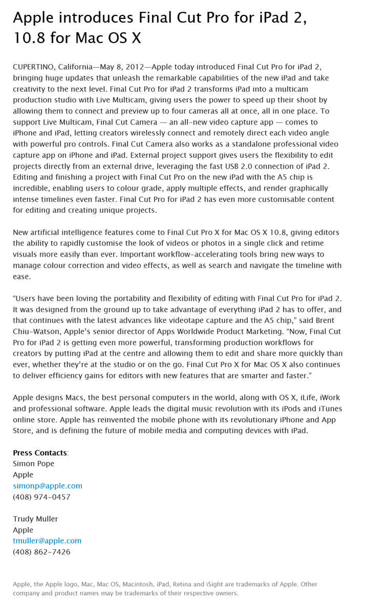alexandercafa's tweet photo. lore accurate apple press release https://t.co/BJKZWNzOPs