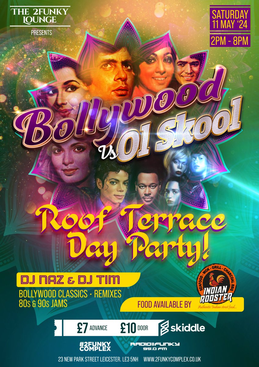 There’s more fun in the sun @The2FunkyLounge (behind the big Tesco on Narborough Road) as it hosts a Bollywood v Ol’ Skool Roof Terrace Day Party. Starts at 2pm Saturday. There’s also Indian BBQ. Fabulous! #DMUtop10