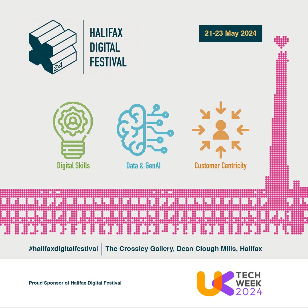 .@halifaxdigifest is BACK for 3 days of immersive events, insightful seminars, and hands-on workshops! 

Find out more here 👉🏽 halifaxdigitalfestival.co.uk

#Digital #Technology #HalifaxDigitalFestival #Innovation #AI #Collaboration