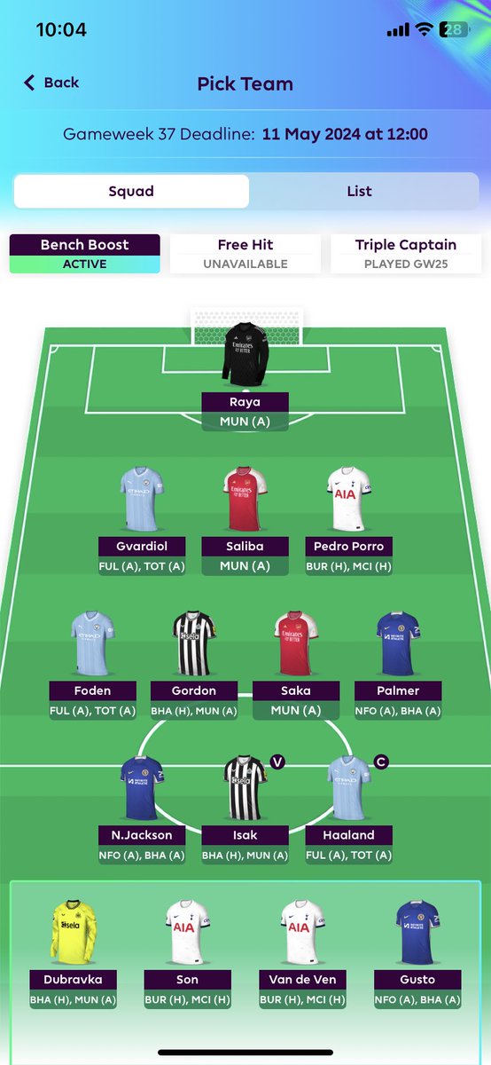 phiilipn's tweet photo. @fplsverigetv Tjenare grabbar!
16p bakom i kompisligan - gjort Garnacho till Son, men funderar över Dubravka till Petrovic och Gusto till Burn (-8) då jag är rädd för deras minuter. Ska sägas att Bench Boost är aktiverat samt har jag Free Hit (!) kvar till sista omgången. Ge mig er visdom. https://t.co/bvuLj4aiHF