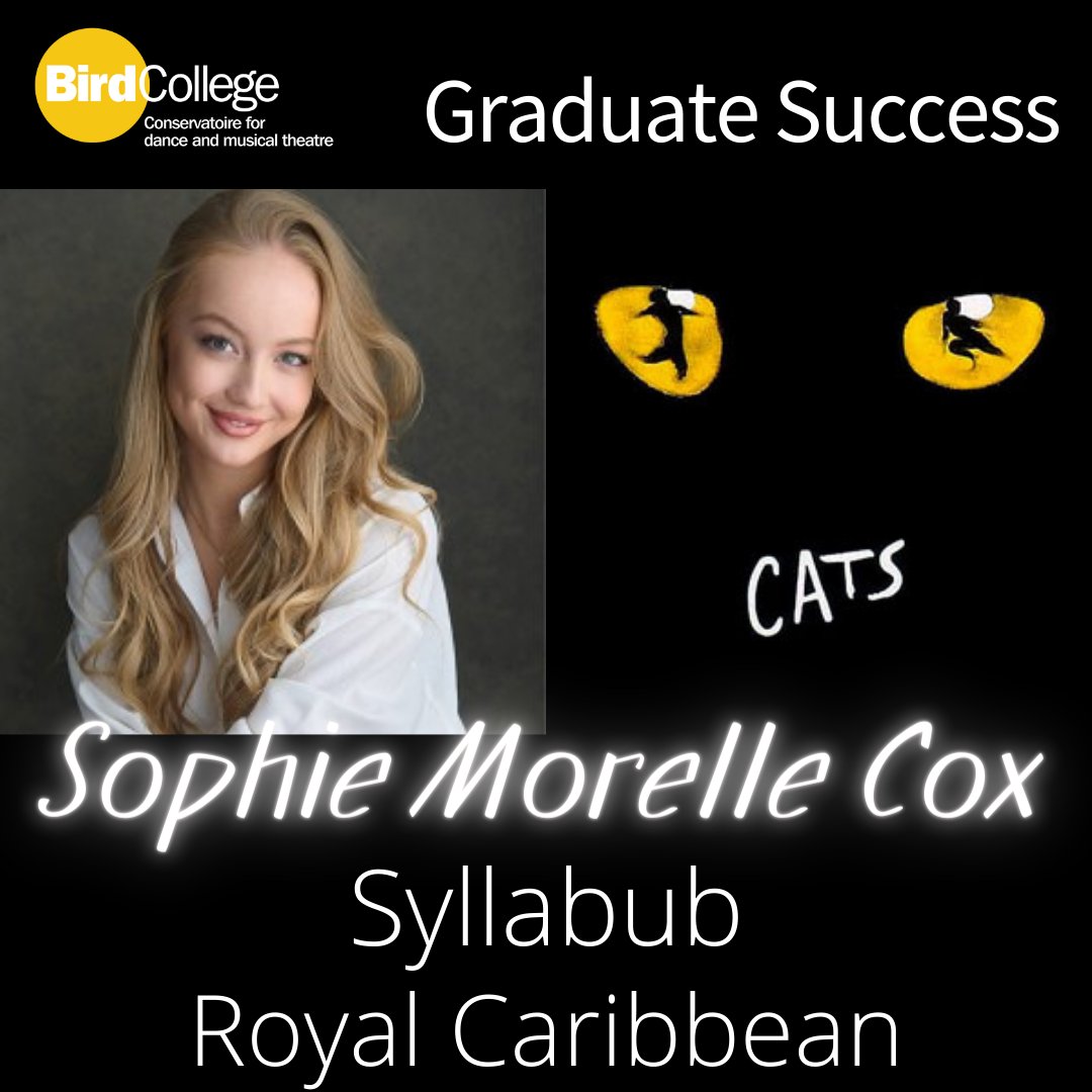 Congratulations to Bird graduate Sophie Morelle Cox who will be making her professional debut as Syllabub in the Royal Caribbean production of CATS! ✨️ #proud #whereperformancecounts #graduatesuccess