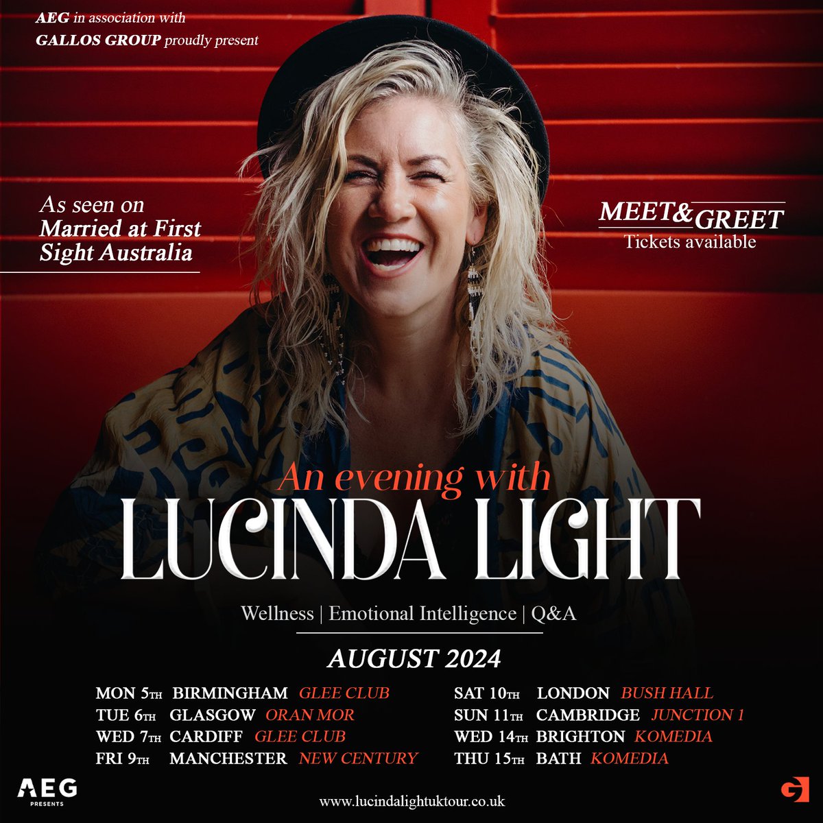 ON SALE NOW ! Lucinda Light | UK TOUR | August 2024 aegp.uk/Lucinda24