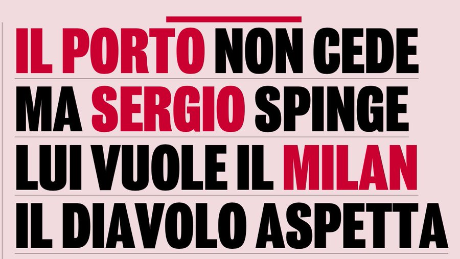 Gazzetta : Sergio #Conceicao veut rejoindre Milan. Il a rencontré ses dirigeants hier, mais lui ne veut pas faire le premier pas. Le club non plus. Personne ne veut prendre la responsabilité du divorce 🗞️