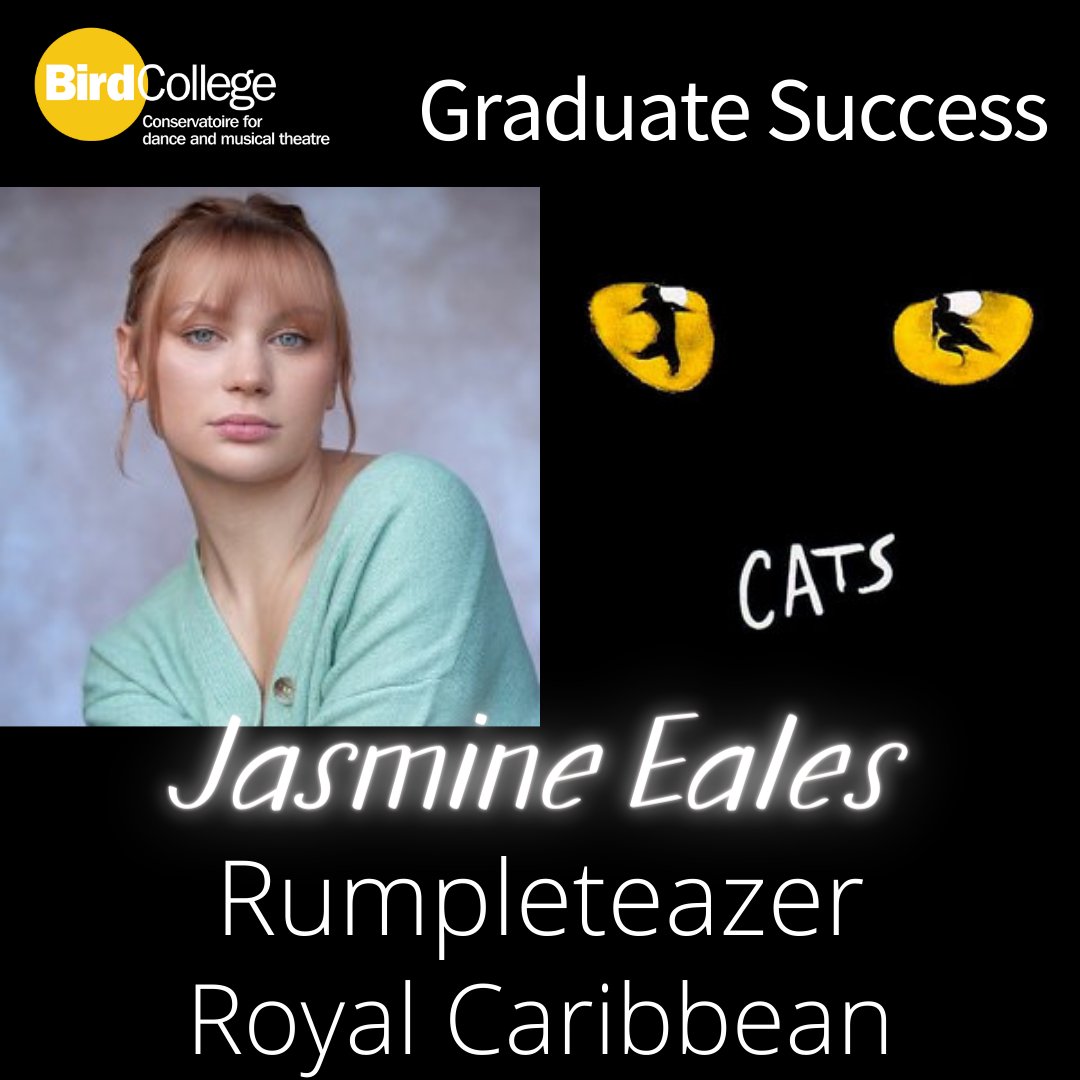 Congratulations to Bird graduate Jasmine Eales who will be making her professional debut as Rumpleteazer in the Royal Caribbean production of CATS! ✨️ #proud #whereperformancecounts #graduatesuccess