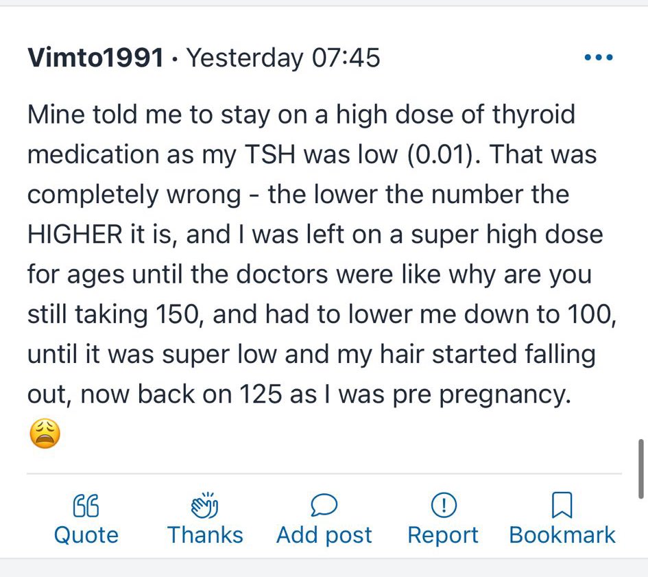 A PA keeping a patient on higher dose Thyroxine to help increase the TSH 🤦🏽‍♂️

This is what happens when you put people into doctor roles without basic understanding of pathophysiology and pharmacology. 

Just Russian roulette being played with patients
