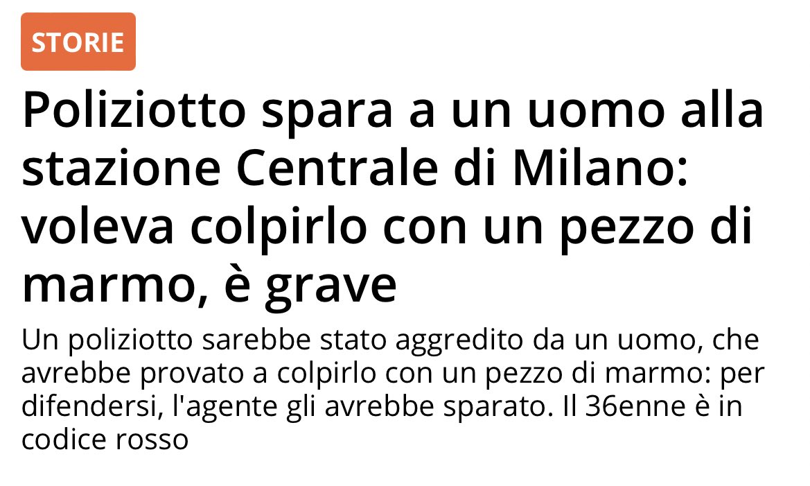 SaP011's tweet photo. Sempre nella sicurissima #Milano, stazione centrale, sempre un immigrato africano. Stavolta però gli è andata male.

L’egiziano, che stava lanciando pietre, è stato prima colpito con il taser, poi ha tentato di ferire un agente con una lastra di marmo, il poliziotto gli ha quindi sparato con l’arma d’ordinanza. 

L’immigrato è stato ricoverato, a nostre spese, in codice rosso.