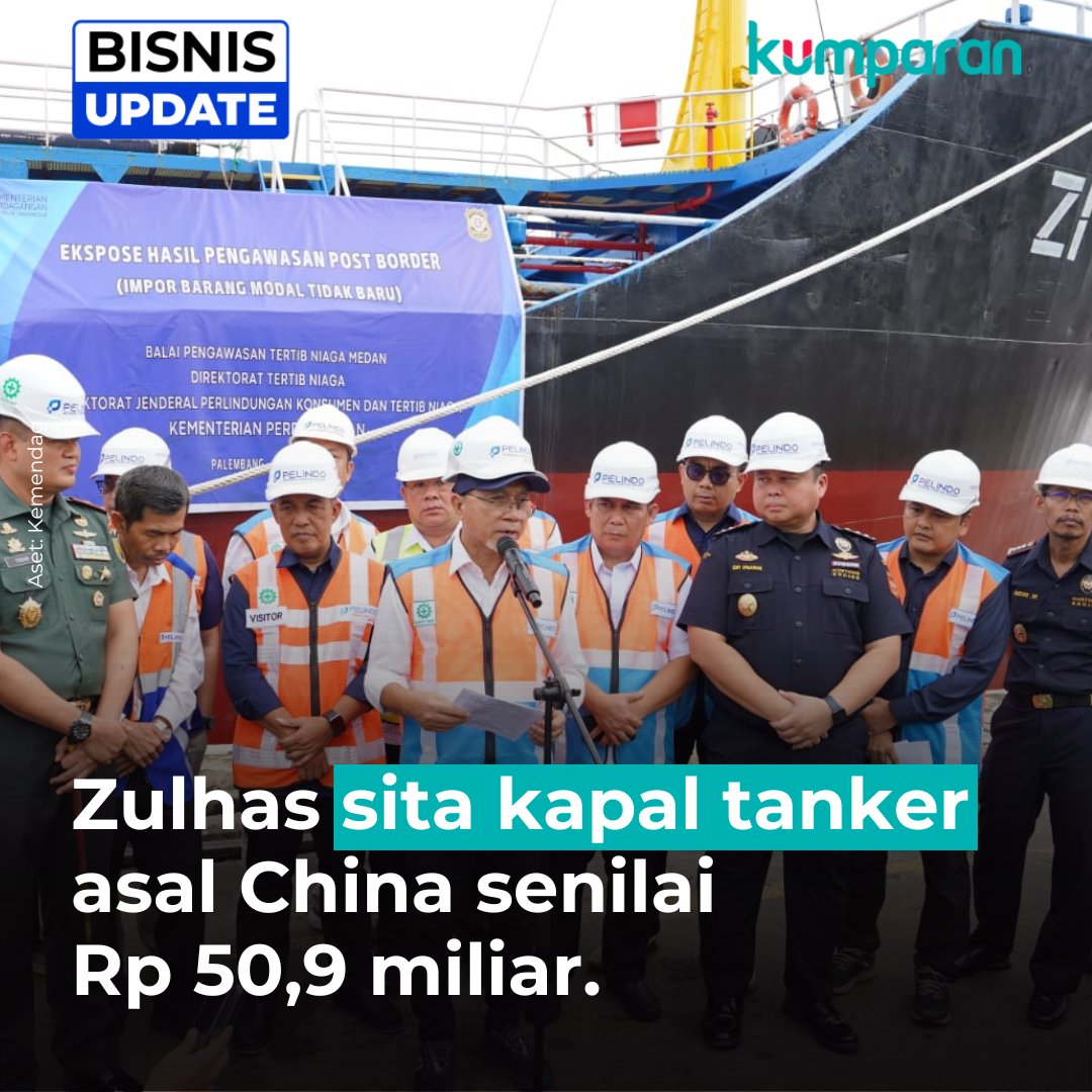 Menteri Perdagangan, Zulkifli Hasan menyita kapal tanker impor ilegal asal China Senilai Rp 50,9 miliar. Importasi tersebut tidak memenuhi ketentuan impor dari hasil pengawasan di luar kawasan pabean (post-border). #bisnisupdate #update #bisnis #storyshot bit.ly/4ad5HSj