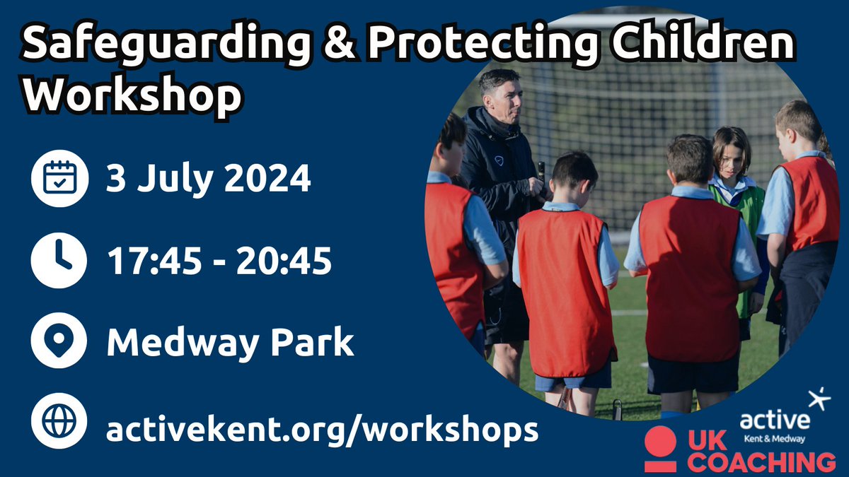 🎯NEW Safeguarding & Protecting Children Workshop👫🏻An interactive face-to-face workshop covering the importance of person-centred care, protecting yourself, the young person and your club/employer by understanding and following good practice. Register👇 kent.sportsuite.co.uk/events/2024/07…