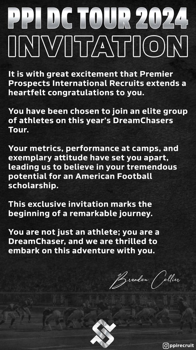 Blessed to have received an invitation to be apart of @PPIRecruits dream chaser tour 2024. @BCollierPPI @GridironAust @GridironAusCEO @GridironVic @GridironDownUnd @real_Crusaders