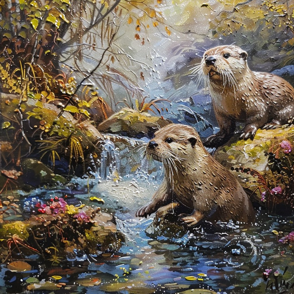 Prompt: Otters playing in the Stream
 
Feel free to join in :)
#DigitalArt #AIArtWork #DigitalArtWork #AIArt #AIArtists #AIArtCommunity #PromptShare