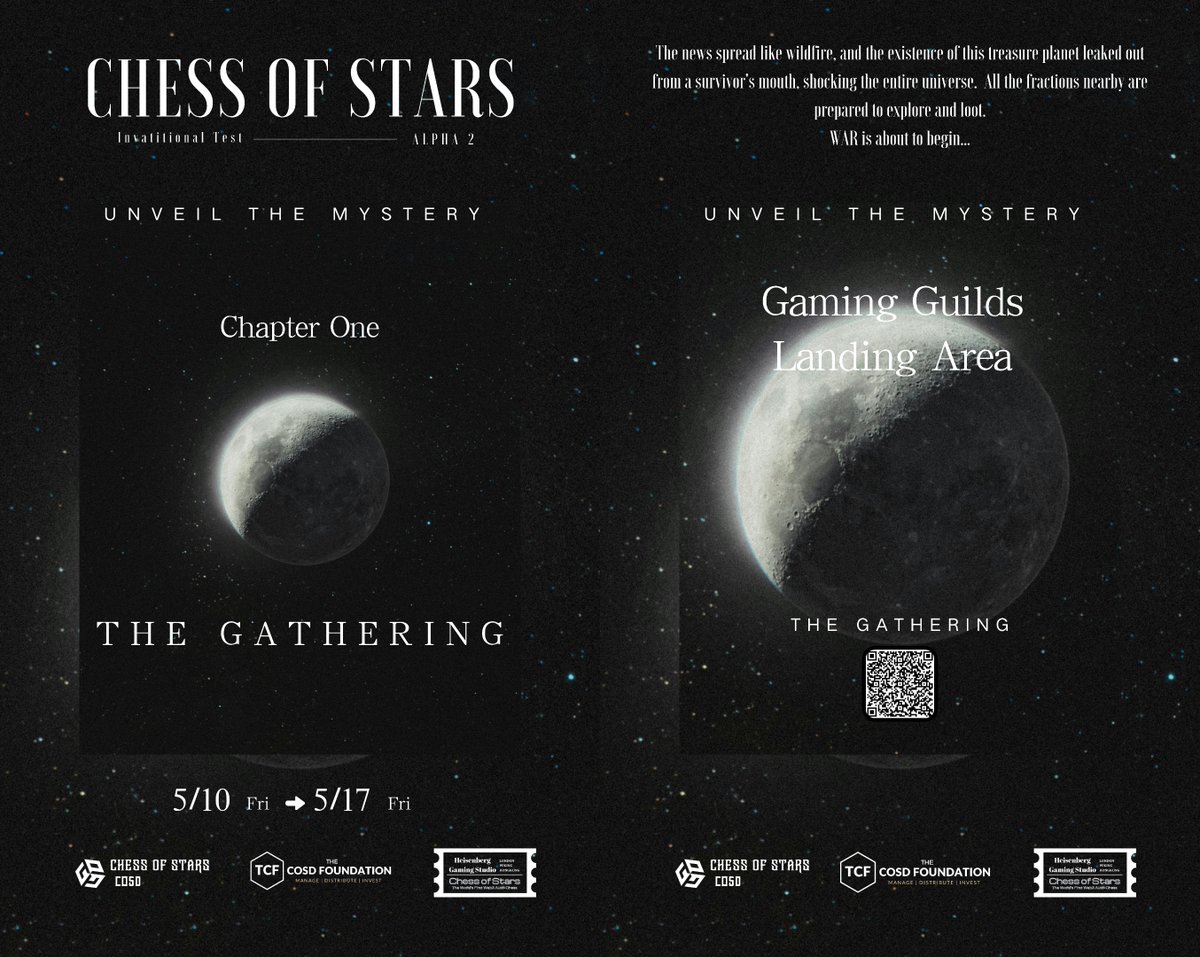 chessofstars's tweet image. The looters are gathering on the Planet-X!
Please identify yourself by scanning the QR Code, and leave your Immortal GUILD LOGO. 
History will remember the Epic Warriors and their War Trophies!  #COSD #Gamefi