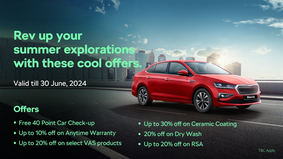 Škoda Auto India has announced a slew of customer-centric offers under the #SkodaSummerCamp at all its touchpoints across India. Škoda customers can avail of savings of up to 30% on various services till 30 June 2024.

#CustomerSatisfaction

bit.ly/SkodaSummerCamp