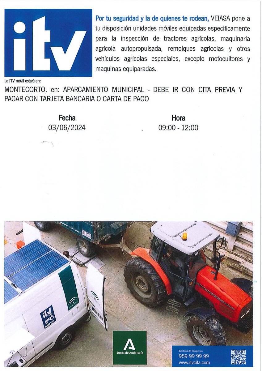ITV móvil para vehículos y maquinaria agrícola.