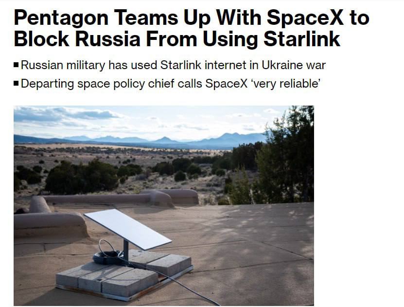 Het Pentagon heeft, in samenwerking met SpaceX en de Oekraïense regering, het gebruik van Starlink door de Russische indringers op het slagveld opgeschort, — Bloomberg. De Amerikaanse adjunct-secretaris van Defensie voor Ruimtebeleid John Plumb voegde eraan toe dat Rusland zal…