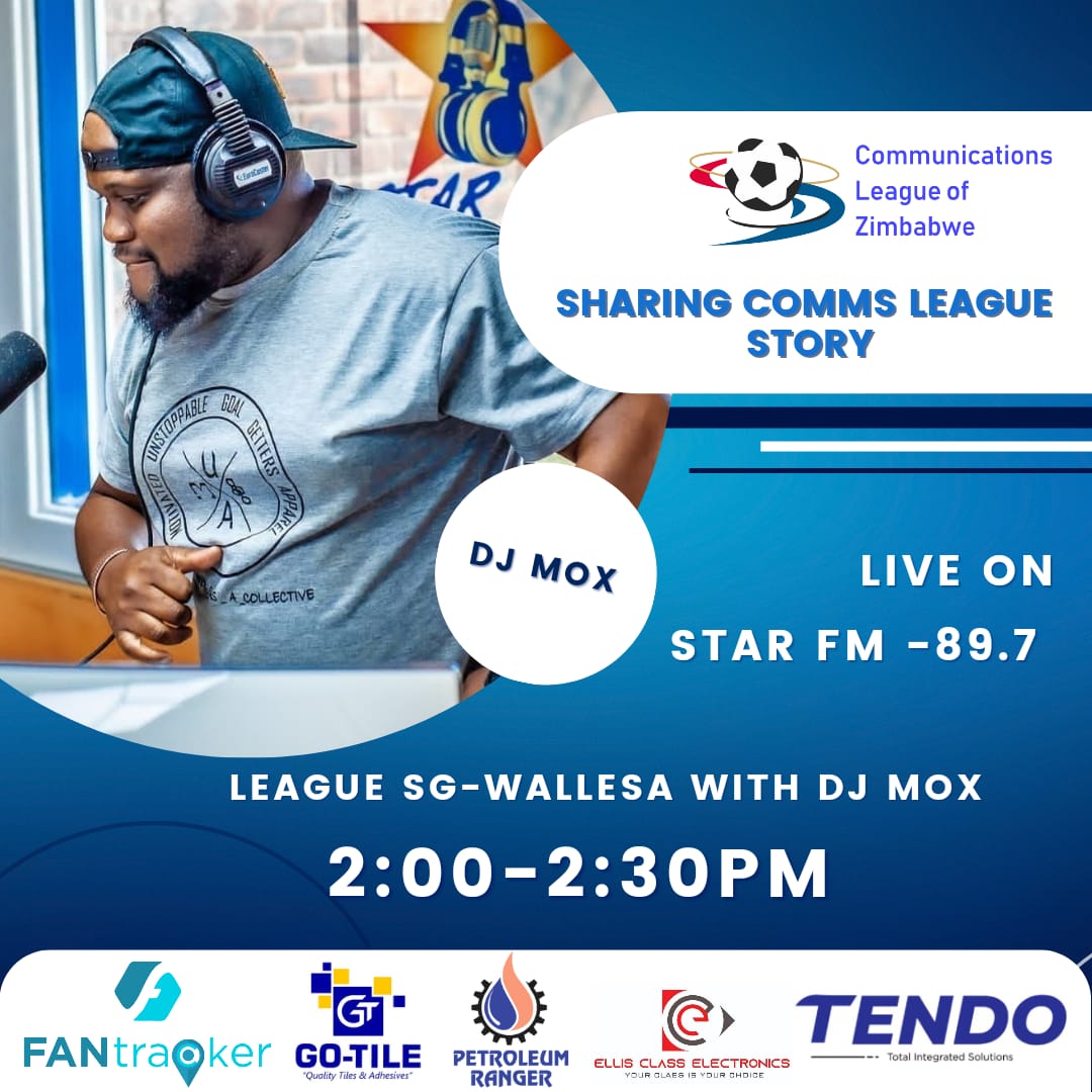 commzleaguezw's tweet photo. The Best Social League in Zimbabwe will be sharing their story live on @StarfmZimbabwe today...D.J Mox will host our Secretary General Mr Wallesa Nyawo. https://t.co/4OnBqhkXqk