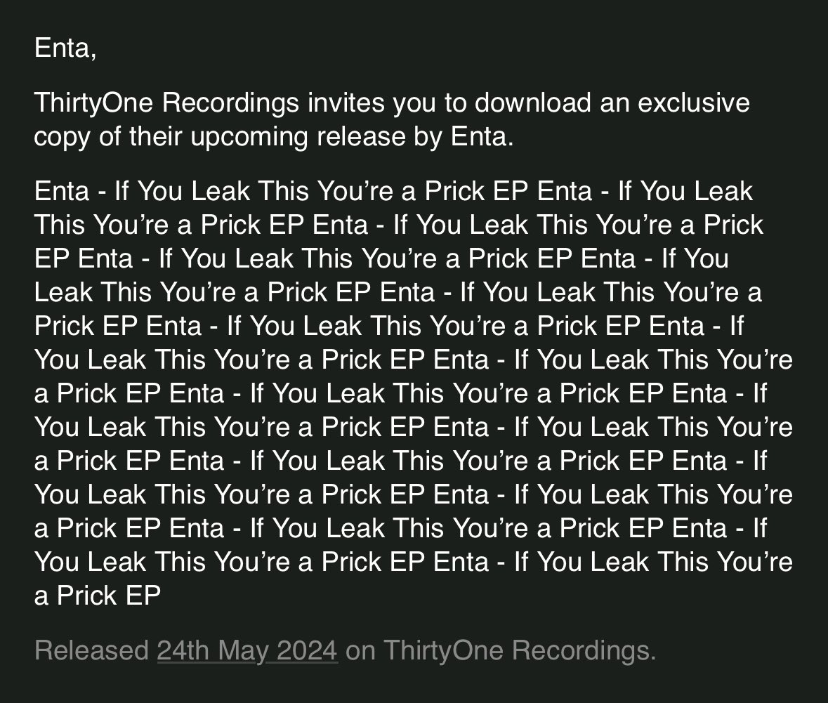 Hows this for a promo mailout @31Recordings