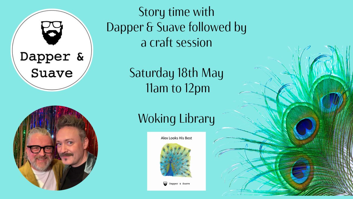Next week is our Story Time with Dapper & Suave, followed by a Peacock Craft Session! 🦚 There's still plenty of spaces, so get yours now! Tickets are by donation from £1, the suggestion is £4! ❤️ Book here: eventbrite.co.uk/e/storytime-an… @SurreyLibraries @curatedby_DandS