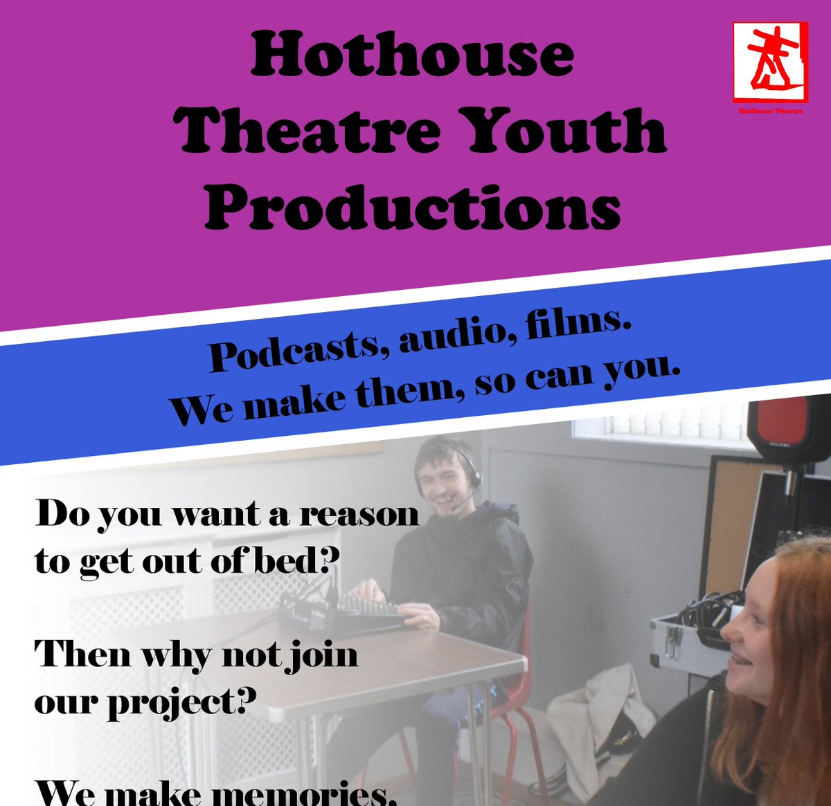 Hothouse Theatre’s Youth project Creative Youth – drama, filmmaking audio projects for young people in the Nottingham area. mynottz.com/youthproductio…