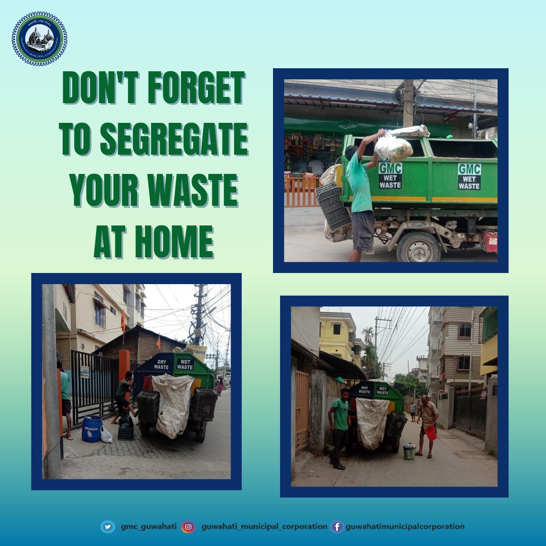 Make every toss count! Segregate your waste at home before handing it to the garbage collector. Your small act today ensures a cleaner and greener tomorrow. #WasteSegregation #CleanerCommunities #GuwahatiVsGarbage #IndiaVsGarbage #GMCGuwahati #MyGMCMyGuwahati #MoHUA