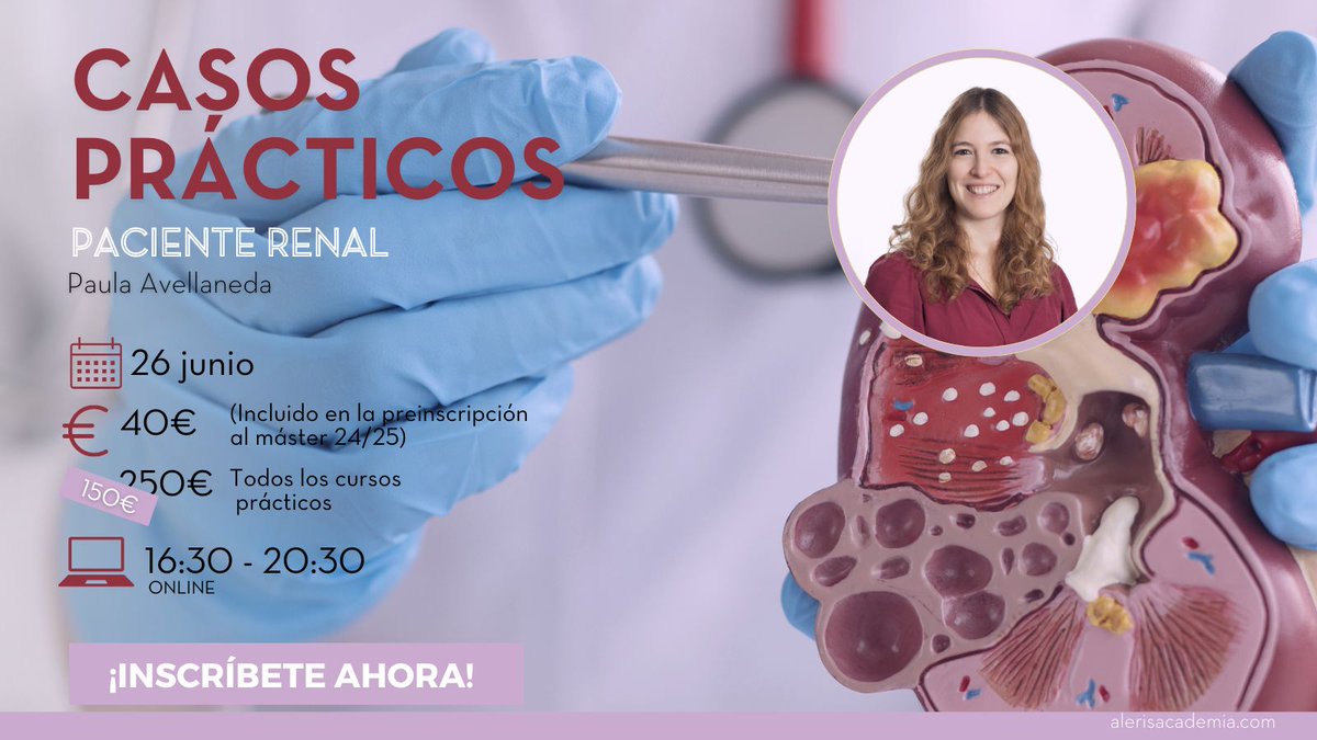 ¡Casos prácticos en paciente renal con <a href="/Pau_Avellaneda/">Paula Avellaneda</a>! Apúntate en: alerisacademia.com/webinar/casos-…