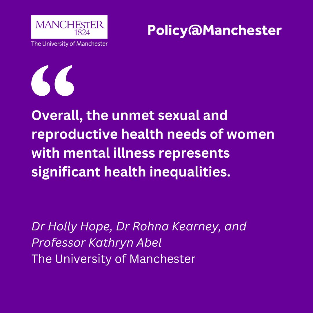 🔎 What are the links between mental & maternal health, and what is needed to improve care access & outcomes? 📅 Read our new article by @hfhope, @RohnaKearney, & Prof Kathryn Abel (@CWMH_UoM) 👇 Find out more: blog.policy.manchester.ac.uk/health/2024/05…