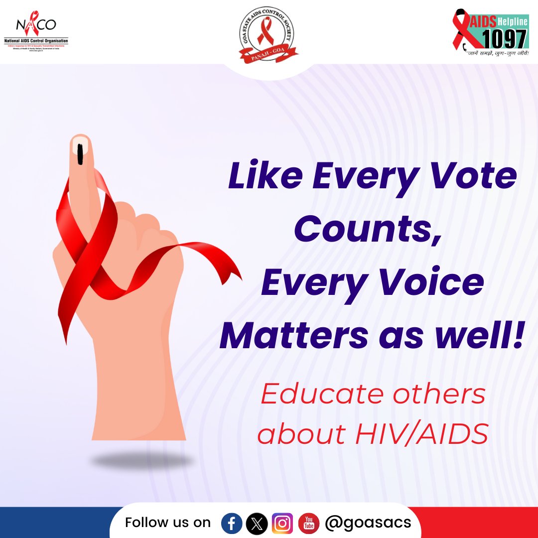 Every voice matters when it comes to HIV/AIDS awareness. Let's be informed and educate others about HIV/AIDS! #HIVAwareness #YourVoiceMatters #HIVPrevention #IndiaFightsHIVandSTI #LetCommunitiesLead #NACOApp #dial1097 #HIV #AIDS #hivaidsawareness #goasacs