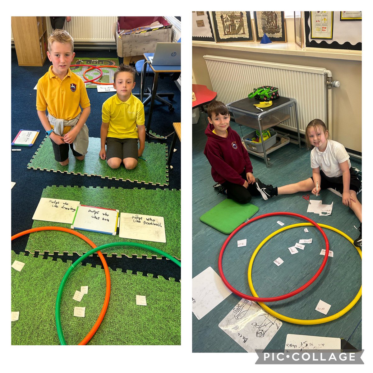 Primary 3 have been learning about Venn diagrams this week. We have been sorting information into diagrams and making our own with hula hoops! #numeracy