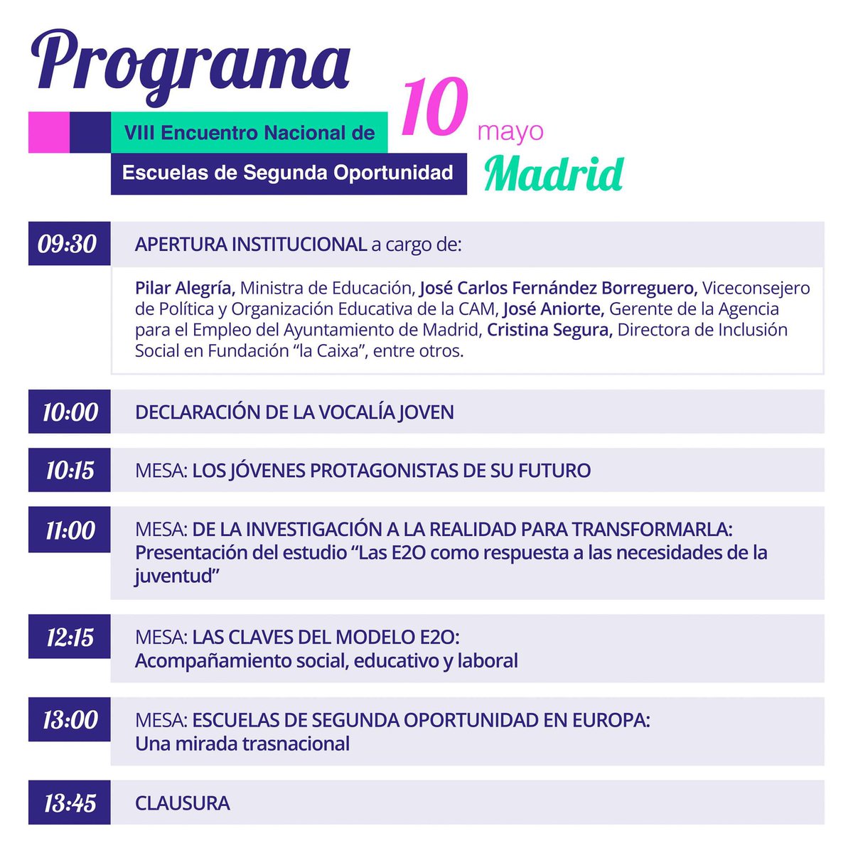 Asistimos al VII Encuentro Nacional de Escuelas de Segunda Oportunidad en Madrid.Espacio donde se pone en valor el trabajo que realizamos  entidades y alumnado, para conseguir retornar al sistema educativo y tener más oportunidades de acceso al mercado laboral #SomosFuturo