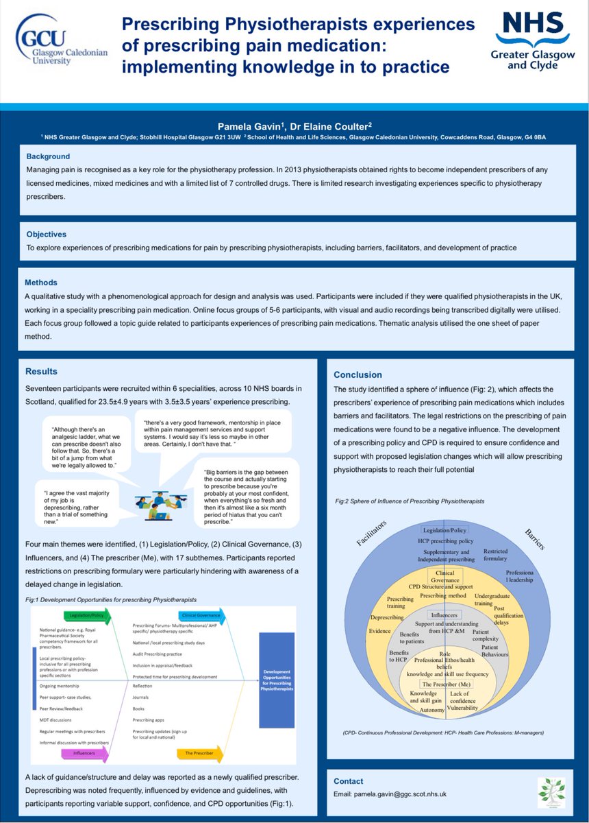 Opening todays presentations we have Pamela Gavin, Advanced Physiotherapy Practitioner presenting her winning poster from our winter meeting last November 

Prescribing AHPs’ experiences of prescribing pain medication: implementing knowledge into practice

#NBPA24