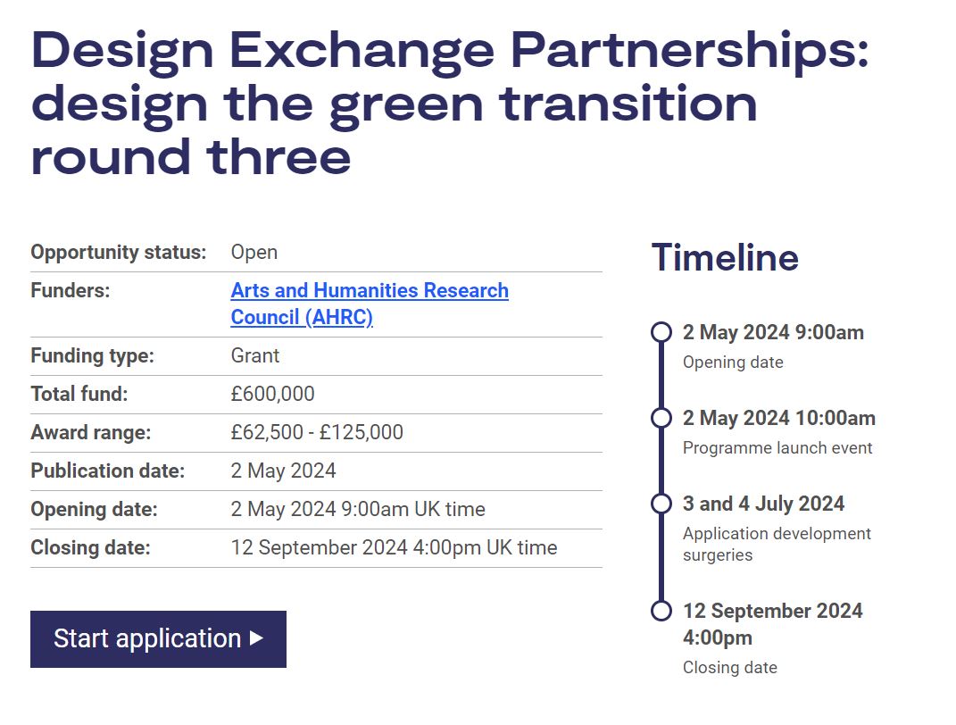 Funding Opportunity | Design Exchange Partnerships: design the green transition R3 Apply for funding to develop design-led solutions around the theme of more-than-human design, which refers to the idea of designing for impact beyond humans. More 👉 orlo.uk/n1NeO