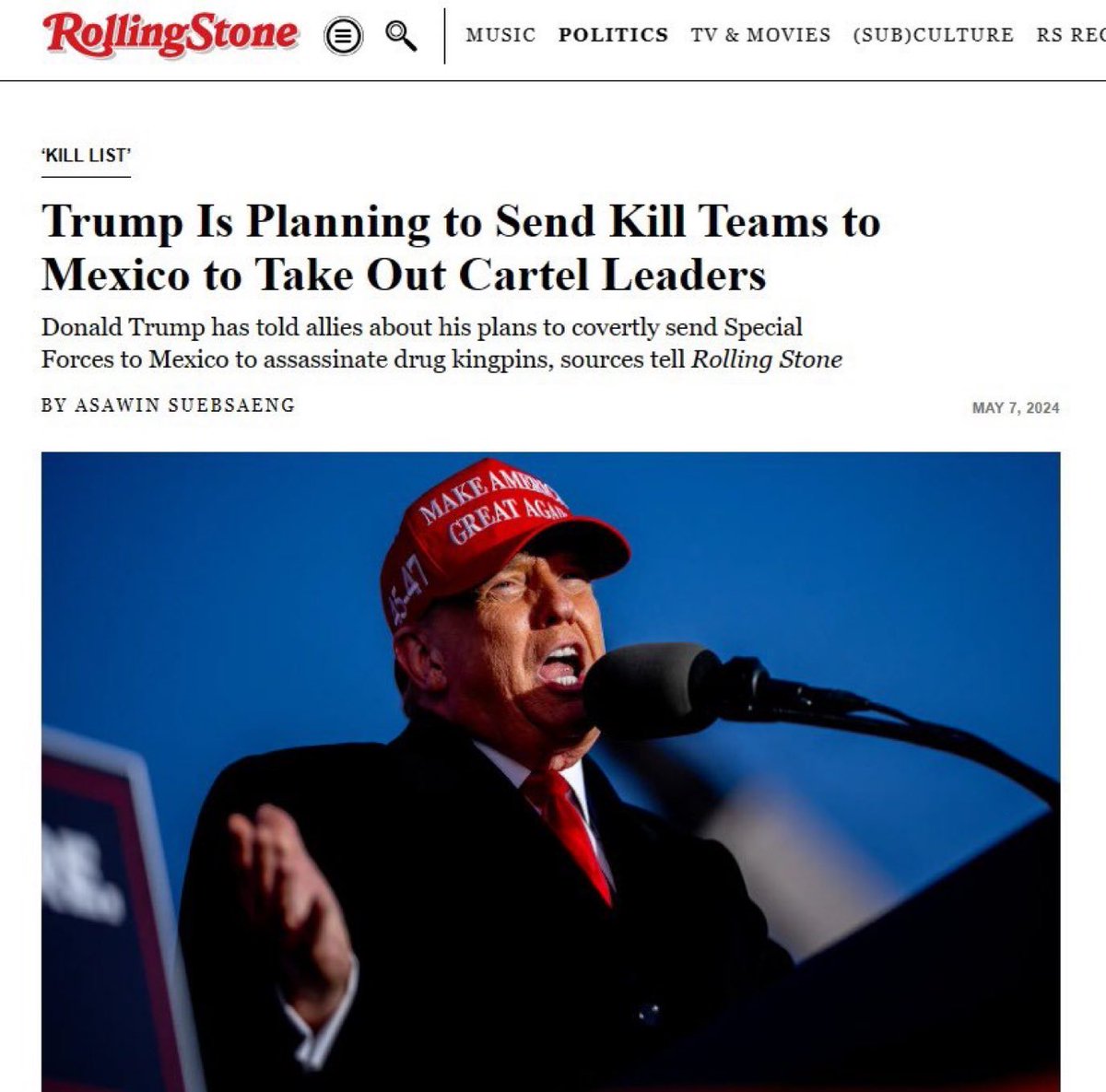 It's incredible that the good people at Rolling Stone think this will make people dislike Trump.