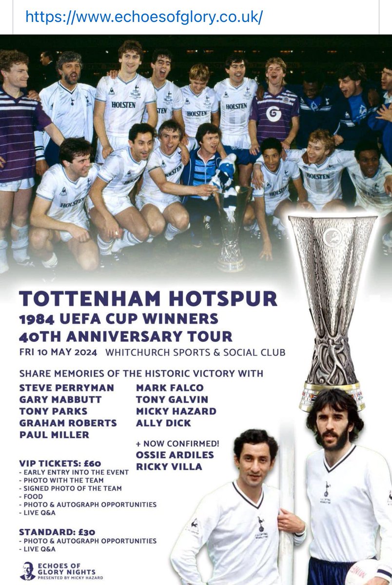 Everyone going to this event tonight have a great evening. You will be in for a treat if Arnos Grove is anything to go by last week. For last few remaining tickets visit Echoesofglory.co.uk @1MickyHazard