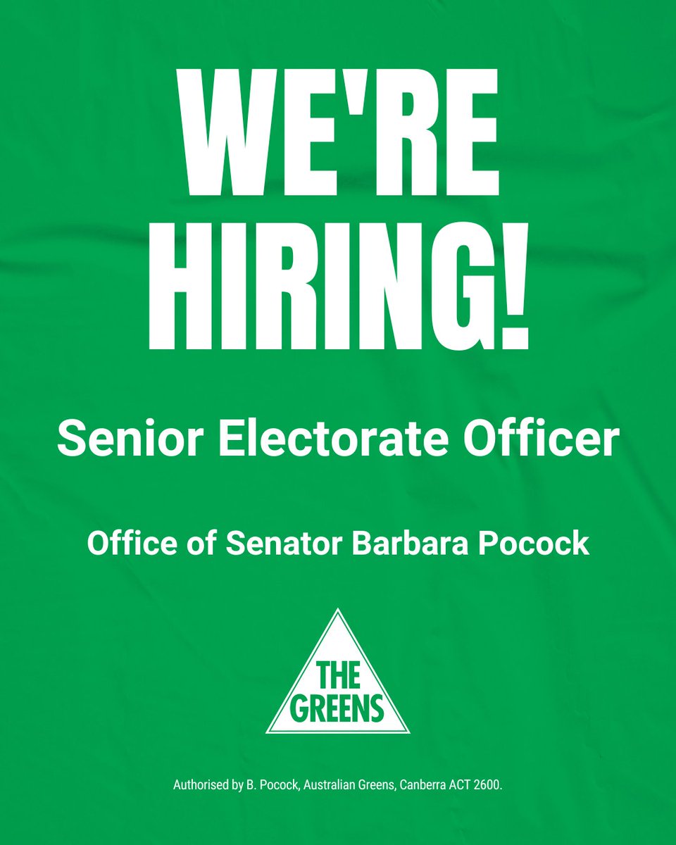 My team is looking for a part time Senior Electorate Officer, based in Adelaide, to start from 1 July 2024. Would you like to join the team? 💚 You can find out more information about the role here: ethicaljobs.com.au/members/senato…