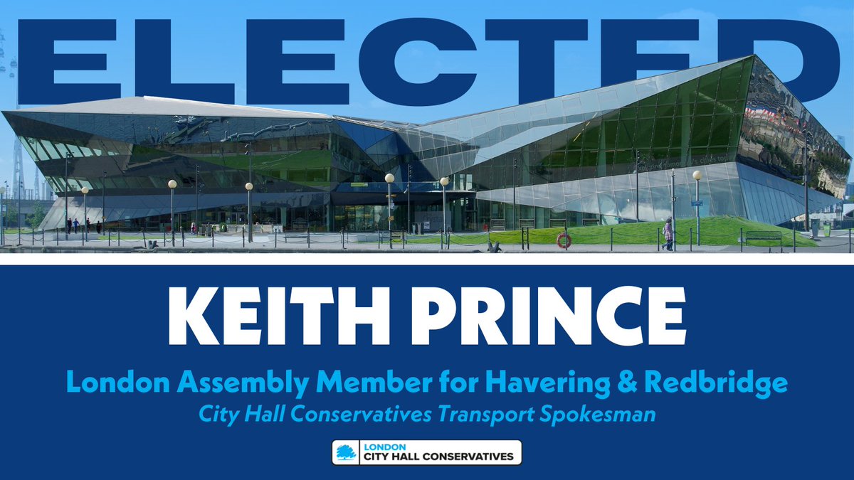 @emmabest22 @ShaunBaileyUK @AndrewBoff @CllrGeorgiou @Councillorsuzie 🗳️ @KeithPrinceAM has been re-elected as Assembly Member for Havering & Redbridge and our congratulations go to him. 👏 Keith will continue as Transport Spokesman for the City Hall Conservatives.