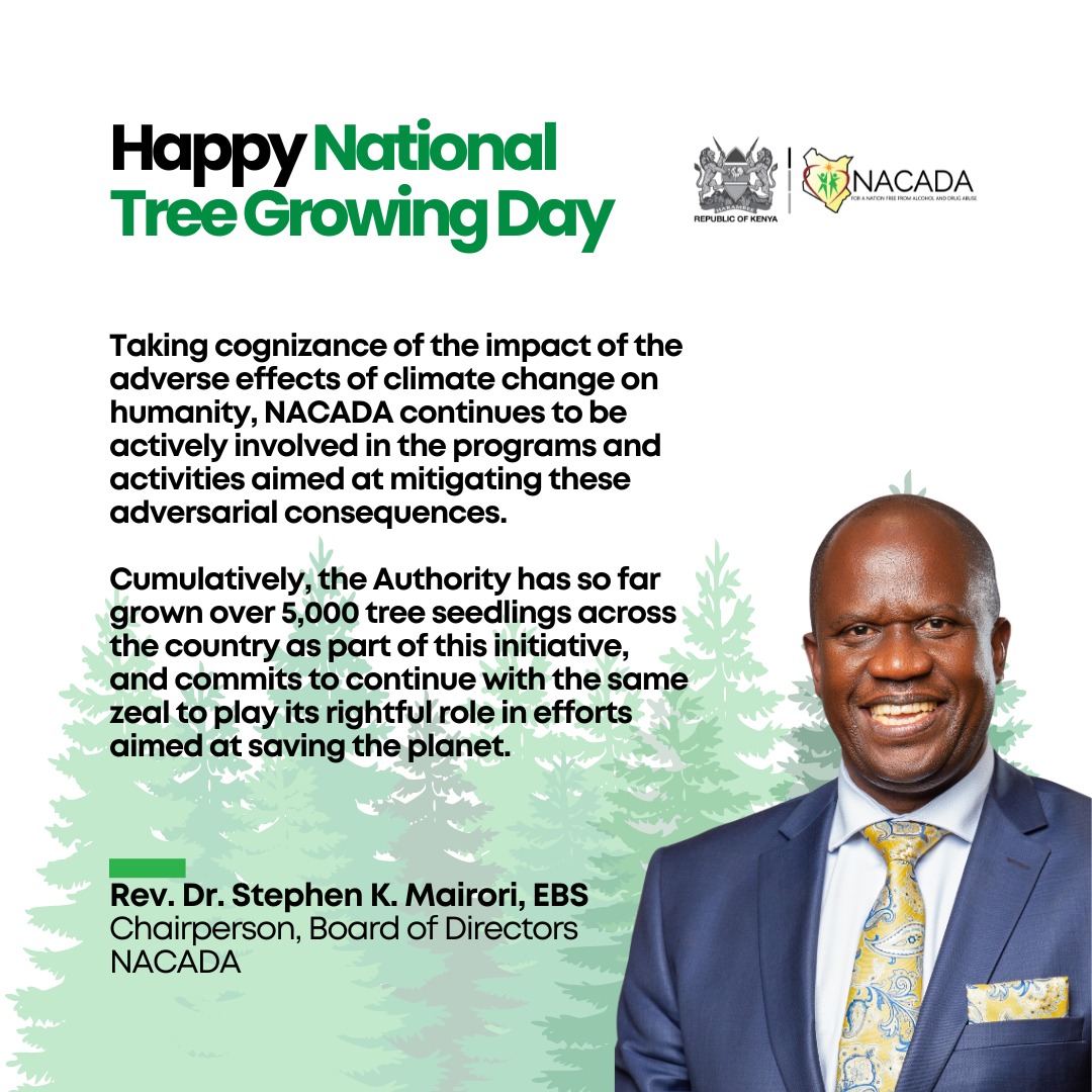 NACADAKenya's tweet image. NACADA continues to be actively involved in the programs and activities aimed at mitigating adversarial consequences.
#TreeGrowing #soberHoliday