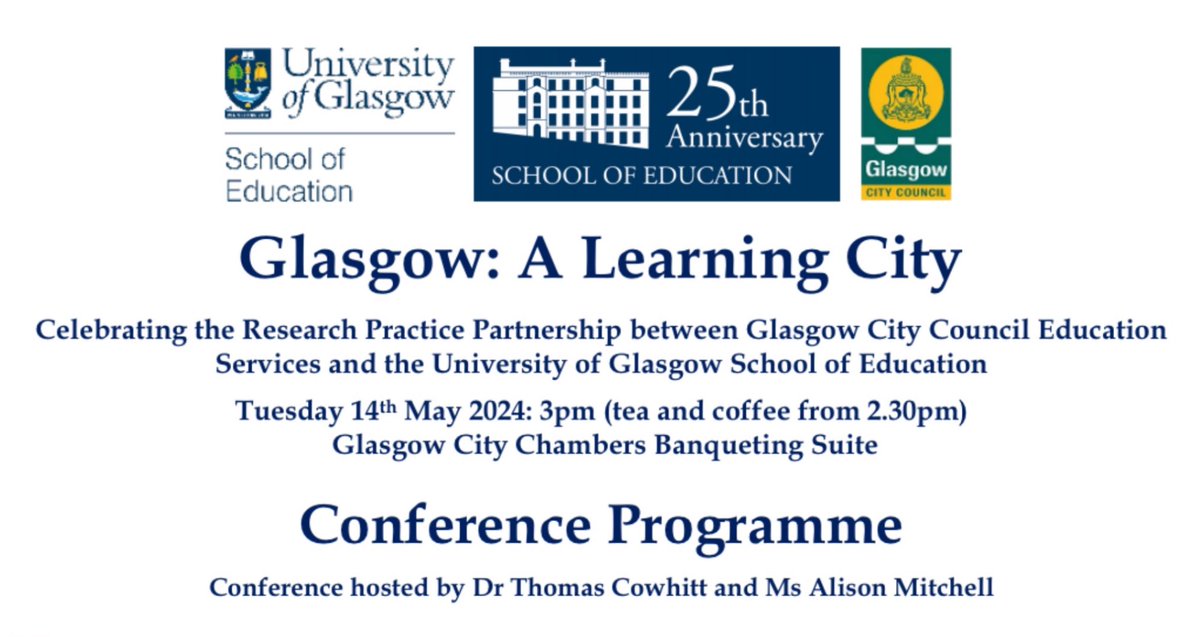 GCCLeadLearn's tweet image. We are looking forward to Tuesday’s 𝗚𝗹𝗮𝘀𝗴𝗼𝘄: 𝗔 𝗟𝗲𝗮𝗿𝗻𝗶𝗻𝗴 𝗖𝗶𝘁𝘆 conference in partnership with @UofGEducation @Doug_GCC @HermannssonK @SnaConnect @AliJMitchHT @jenfarrar76 @CDavren @HilltopNS @HTMsBaker @Jane_Arthur_ @GovanHighSchool @robertowenctr