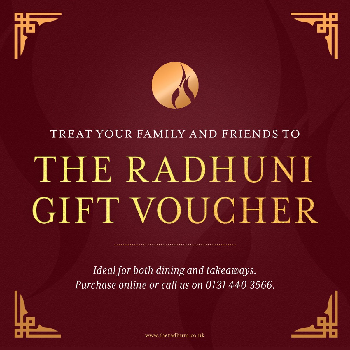 Have a birthday coming up? Why don't you use one of our Radhuni Gift Vouchers? ☺️

Ideal for both dining in and takeaways.

Lasts for 6 months from the date of purchase!

Purchase online or give us a call! 🍛

0131 440 3566