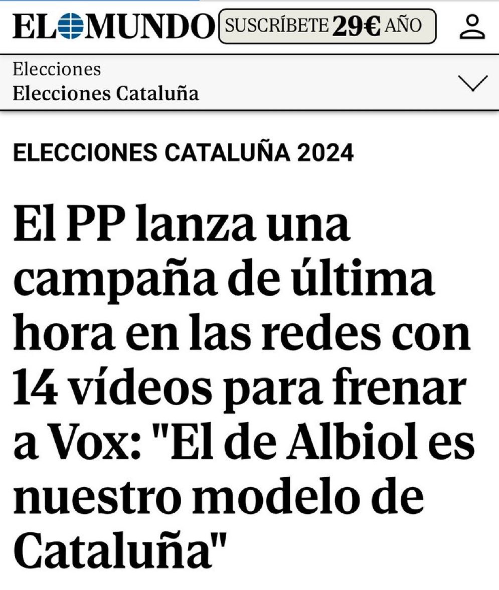 El PP lanza 14 vídeos para frenar a VOX.

❌️Puigdemont en la frontera para entrar en España.
❌️Cataluña islamizándose.
❌️El separatismo intentando desmenuzar España y el PSOE poniéndole la alfombra roja.

Pero lo importante 'es frenar a VOX'.

VOTA VOX en #EnDefensaPropia