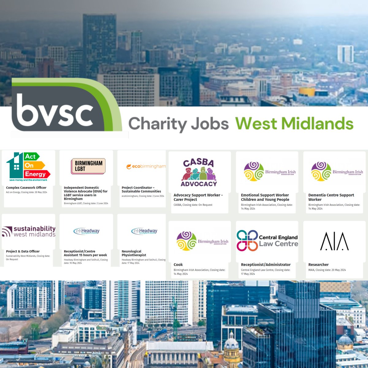 Find all the latest WestMidlands Charity Jobs on the BVSC Jobs Website. #jobsearch #birminghamjobs #westmidlandsjobs bvsc.org/bvsc-charity-j…