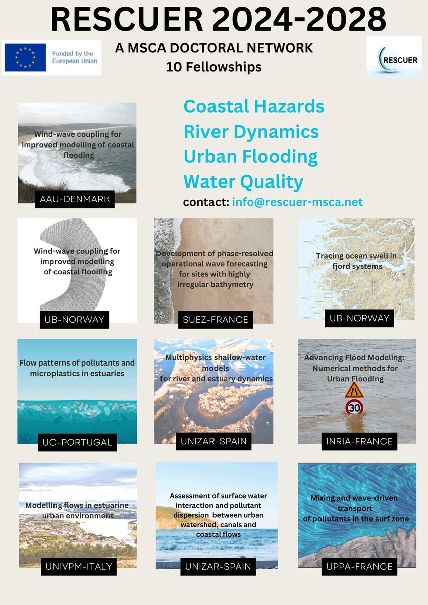 Mario Morales (@varepsilon) on Twitter photo "🌊 Delve into Coastal Hazards, River Dynamics, Urban Flooding, and Water Quality! Join the MSCA-RESCUER project. Hurry, just 5 days left to apply for 10 exciting PhD positions! 2 out of the 10 positions are hosted at @ghz_uz <a href="/I3Aunizar/">I3A - UNIZAR</a>. Dive in now: rescuer-msca.net "🌊 Delve into Coastal Hazards, River Dynamics, Urban Flooding, and Water Quality! Join the MSCA-RESCUER project. Hurry, just 5 days left to apply for 10 exciting PhD positions! 2 out of the 10 positions are hosted at @ghz_uz <a href="/I3Aunizar/">I3A - UNIZAR</a>. Dive in now: rescuer-msca.net