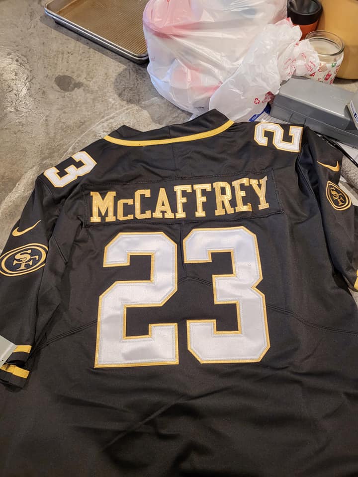 Christian McCaffrey 49ers 75th Anniversary Patch Black Gold Jersey - All-stitched

- Name, numbers and patches are all stitched
- Have all sizes, all colors and players
SEE HERE: nebgift.com/collections/sa…

#mccaffrey #49ers #75thanniversary #blackgold #nfl #jersey #custom #stitched