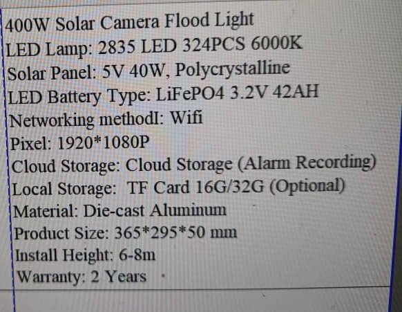 SOLAR FLOOD LIGHTS WITH CAMERA ✅️100W ✅️200W ✅️400W Check the details below, or you can visit our shop in Ntinda at Fraine Supermarket behind parking lot for more demonstration and more information. Call or whatsapp me on 0754164744 0770845110 for orders and delivery