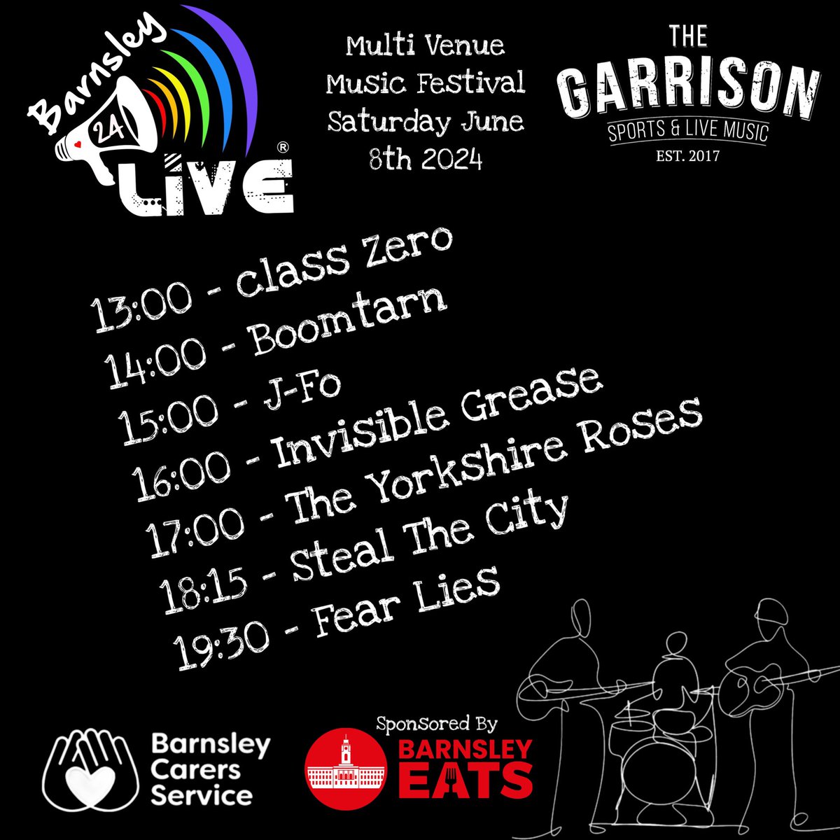 Barnsley Live 2024 - @TheGarrisonBar line up! 🎉