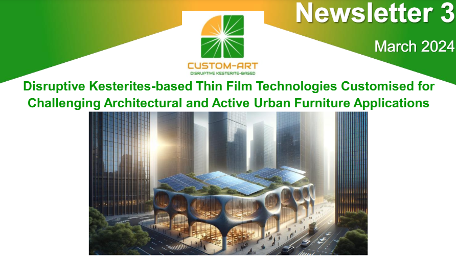 CUSTOMART_H2020's tweet photo. 📢It's time for another @customart_h2020 newsletter! 

🔴The project surpasses 14% efficiency in kesterite solar cells, scaling up to 10x10 cm² for medium-sized modules: Closing in on world record!
 
Read more interesting inputs at:
🔗https://t.co/DFuh3Kn2rX https://t.co/1FwnDyqXfZ