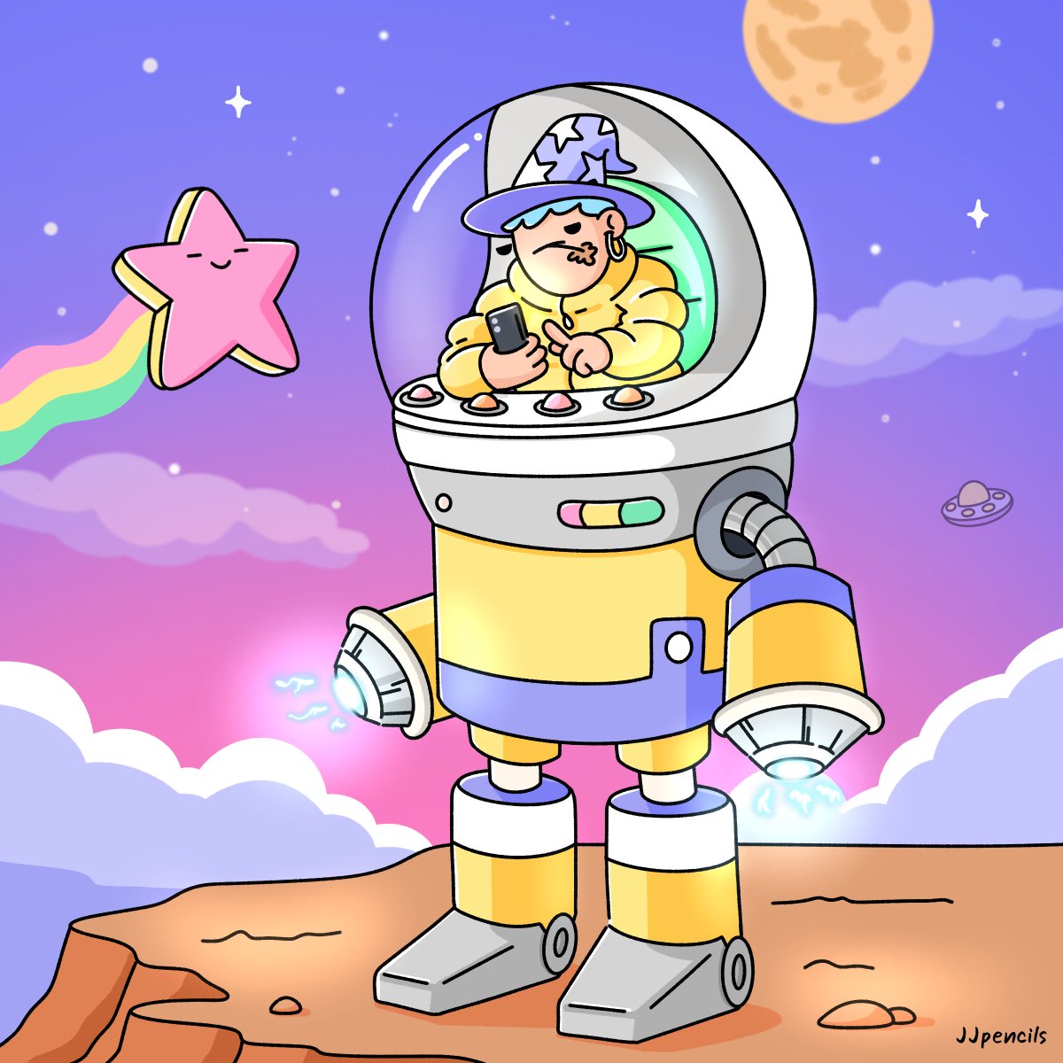 The Wizzy and Little Star scan the horizon, searching for any sign of the Doodleverse.