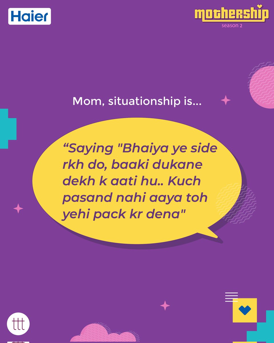 Mummy ko situationship bhi pata hai because #MomsKnowItAll &lt;3 

ttt x haier(<a href="/IndiaHaier/">Haier India</a>) bring to you Mothership Season 2 - with a special film today. Stay tuned! 

Check out Vogue D2C Refiregrators: shop.haierindia.com/shop/Refrigera…